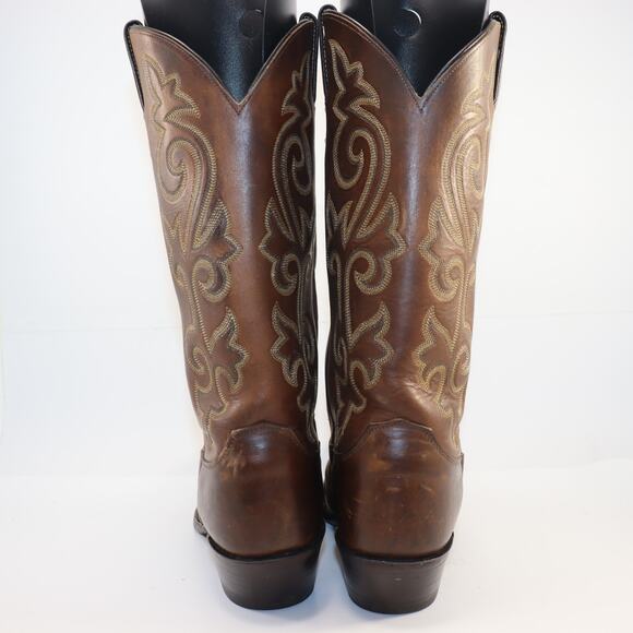 Justin Western Cowboy Boots Style 2253 Brown Leather Men’s Size 8.5D - Picture 5 of 7